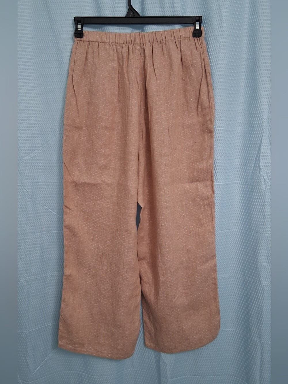 Flax Women's Elastic-Waist Wide-Leg Chinos in Dusty Rose/salmon, 100% Linen - Picture 3 of 4